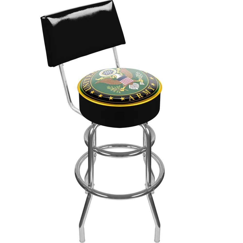 U.S. Army Symbol 30 in. Chrome Padded Swivel Bar Stool by Trademark 4 U.S. Army Symbol 30 in. Chrome Padded Swivel Bar Stool by Trademark - Image 2