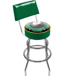 Rack'em 8-Ball 30 in. Chrome Swivel Cushioned Bar Stool by Trademark