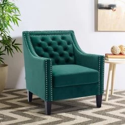 Green Velvet Accent Armchair Velvet Sofa for Home, Office, Commercial Use by JASMODER -JASMODER Sales Store green jasmoder accent chairs w39540009 76 1000