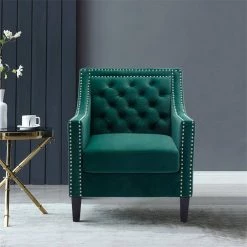 Green Velvet Accent Armchair Velvet Sofa for Home, Office, Commercial Use by JASMODER -JASMODER Sales Store green jasmoder accent chairs w39540009 fa 1000
