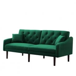 72.8 in. W Slope Arm Velvet Futon Sofa Sleeper with Pillows Included Straight Sofa in Green by JASMODER