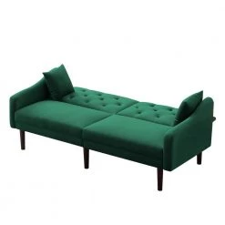72.8 in. W Slope Arm Velvet Futon Sofa Sleeper with Pillows Included Straight Sofa in Green by JASMODER -JASMODER Sales Store green jasmoder sofas couches w223s01435 76 1000