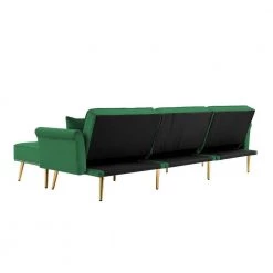 110.2 in W Flared Arm Velvet L Shaped Reclining Sofa in Green with Nailhead Trim by JASMODER -JASMODER Sales Store green jasmoder sofas couches w588s00041 1f 1000
