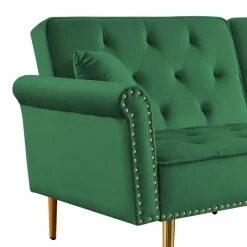 110.2 in W Flared Arm Velvet L Shaped Reclining Sofa in Green with Nailhead Trim by JASMODER -JASMODER Sales Store green jasmoder sofas couches w588s00041 4f 1000