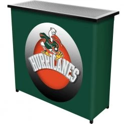University of Miami Honeycomb 2-Shelf Green Bar with Case by Trademark
