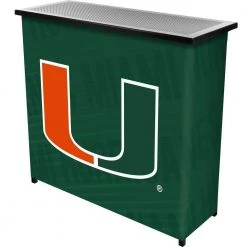 University of Miami Wordmark 2-Shelf Green Bar with Case by Trademark -JASMODER Sales Store green trademark home bars mia8000 wm 76 1000