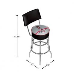 Ohio State Brutus Stripe 31 in. Chrome Padded Swivel Bar Stool by Trademark -JASMODER Sales Store grey red trademark bar stools osu1100 stripe 40 1000