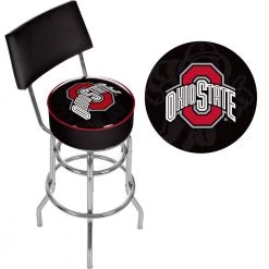 Ohio State Brutus Stripe 31 in. Chrome Padded Swivel Bar Stool by Trademark -JASMODER Sales Store grey red trademark bar stools osu1100 stripe 4f 1000