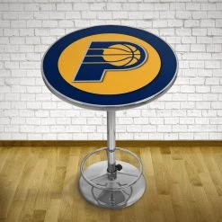 NBA Indian Pacers Chrome Pub/Bar Table by Trademark -JASMODER Sales Store indiana pacers navy blue trademark bar tables nba2000 ip 31 1000