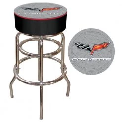 Corvette C6 31 in. Chrome Swivel Cushioned Bar Stool by Trademark