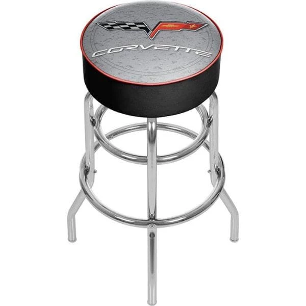 Corvette C6 31 in. Chrome Swivel Cushioned Bar Stool by Trademark - Image 2