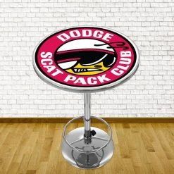 Dodge Scat Pack Chrome Pub/Bar Table by Trademark -JASMODER Sales Store multi colored trademark bar tables dge2000 scat 31 1000