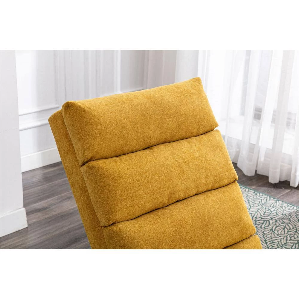 Mustard Solid Design Polyester Curved Massage Recliner Chaise Lounge for Home or Office Use by JASMODER 6 Mustard Solid Design Polyester Curved Massage Recliner Chaise Lounge for Home or Office Use by JASMODER - Image 4