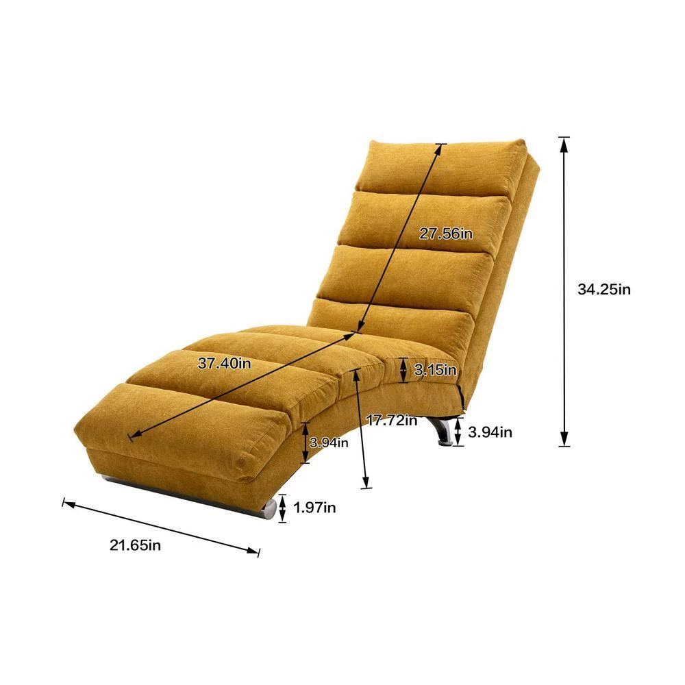 Mustard Solid Design Polyester Curved Massage Recliner Chaise Lounge for Home or Office Use by JASMODER 9 Mustard Solid Design Polyester Curved Massage Recliner Chaise Lounge for Home or Office Use by JASMODER - Image 7