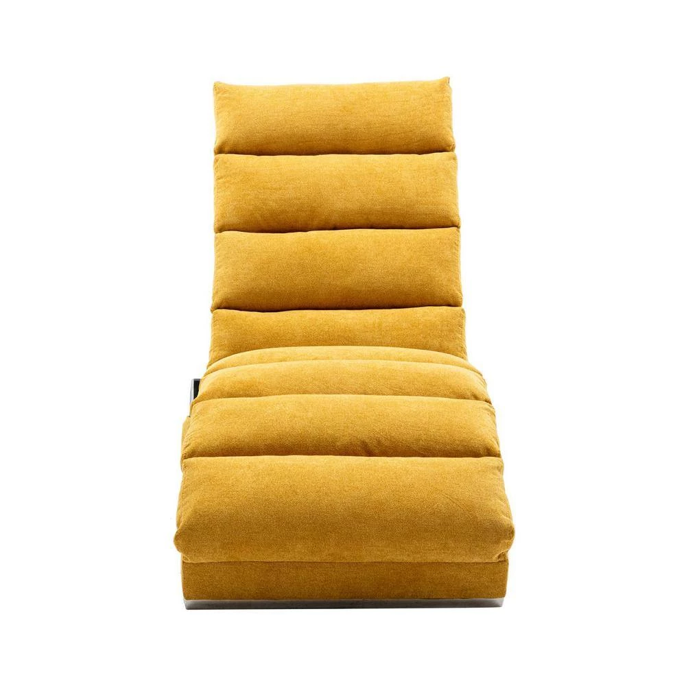 Mustard Solid Design Polyester Curved Massage Recliner Chaise Lounge for Home or Office Use by JASMODER 8 Mustard Solid Design Polyester Curved Massage Recliner Chaise Lounge for Home or Office Use by JASMODER - Image 6