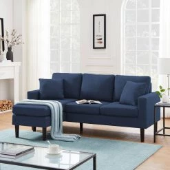 72 in. W 3 Seat Square Arm Polyester L Shaped Sofa in Navy Blue by JASMODER -JASMODER Sales Store navy blue jasmoder sofas couches w22341196 31 1000