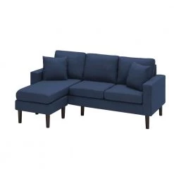72 in. W 3 Seat Square Arm Polyester L Shaped Sofa in Navy Blue by JASMODER