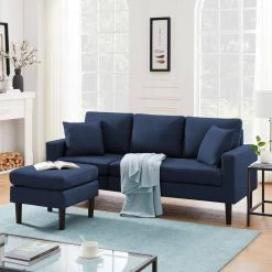 72 in. W 3 Seat Square Arm Polyester L Shaped Sofa in Navy Blue by JASMODER -JASMODER Sales Store navy blue jasmoder sofas couches w22341196 fa 1000