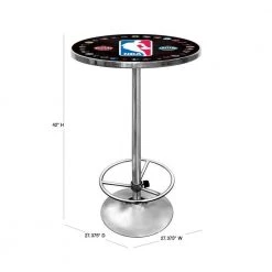 NBA Logo with All Teams Chrome Pub/Bar Table by Trademark -JASMODER Sales Store nba logo black trademark bar tables nba2000 nba d4 1000