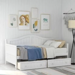 42.3 in. W White Twin Wooden Daybed with 2 drawers, Sofa Bed for Bedroom Living Room by JASMODER -JASMODER Sales Store off white jasmoder platform beds wf192860aak 31 1000