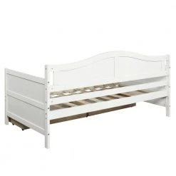 42.3 in. W White Twin Wooden Daybed with 2 drawers, Sofa Bed for Bedroom Living Room by JASMODER -JASMODER Sales Store off white jasmoder platform beds wf192860aak 4f 1000