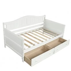 42.3 in. W White Twin Wooden Daybed with 2 drawers, Sofa Bed for Bedroom Living Room by JASMODER -JASMODER Sales Store off white jasmoder platform beds wf192860aak c3 1000