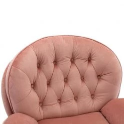 Peach Velvet Swivel and Tufted Barrel Chair with Ottoman Set by JASMODER -JASMODER Sales Store peach jasmoder accent chairs w67628188 4f 1000