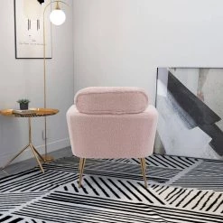 Pink Round Arm Fabric Upholstery Arm Chair with Removable Cushions for Home or Office Use by JASMODER -JASMODER Sales Store pink jasmoder accent chairs w129846864 1f 1000