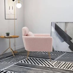 Pink Round Arm Fabric Upholstery Arm Chair with Removable Cushions for Home or Office Use by JASMODER -JASMODER Sales Store pink jasmoder accent chairs w129846864 44 1000