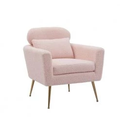 Pink Round Arm Fabric Upholstery Arm Chair with Removable Cushions for Home or Office Use by JASMODER