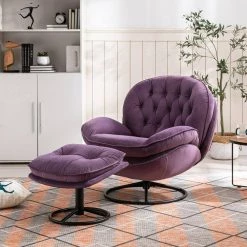 Purple Velvet Swivel and Tufted Barrel Chair with Ottoman Set by JASMODER 19 Purple Velvet Swivel and Tufted Barrel Chair with Ottoman Set by JASMODER -JASMODER Sales Store purple jasmoder accent chairs w67641177 31 1000