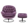 Purple Velvet Swivel and Tufted Barrel Chair with Ottoman Set by JASMODER -JASMODER Sales Store purple jasmoder accent chairs w67641177 64 1000