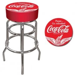 Wings Coca Cola 31 in. Chrome Swivel Cushioned Bar Stool by Trademark
