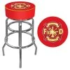 Fire Fighter 31 in. Chrome Swivel Cushioned Bar Stool by Trademark -JASMODER Sales Store red chrome trademark bar stools ff1000 64 1000