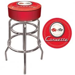 Corvette C1 31 in. Chrome Swivel Cushioned Bar Stool by Trademark