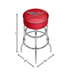 Corvette C5 31 in. Chrome Swivel Cushioned Bar Stool by Trademark 7 Corvette C5 31 in. Chrome Swivel Cushioned Bar Stool by Trademark -JASMODER Sales Store red chrome trademark bar stools gm1000r c5 cor 40 1000