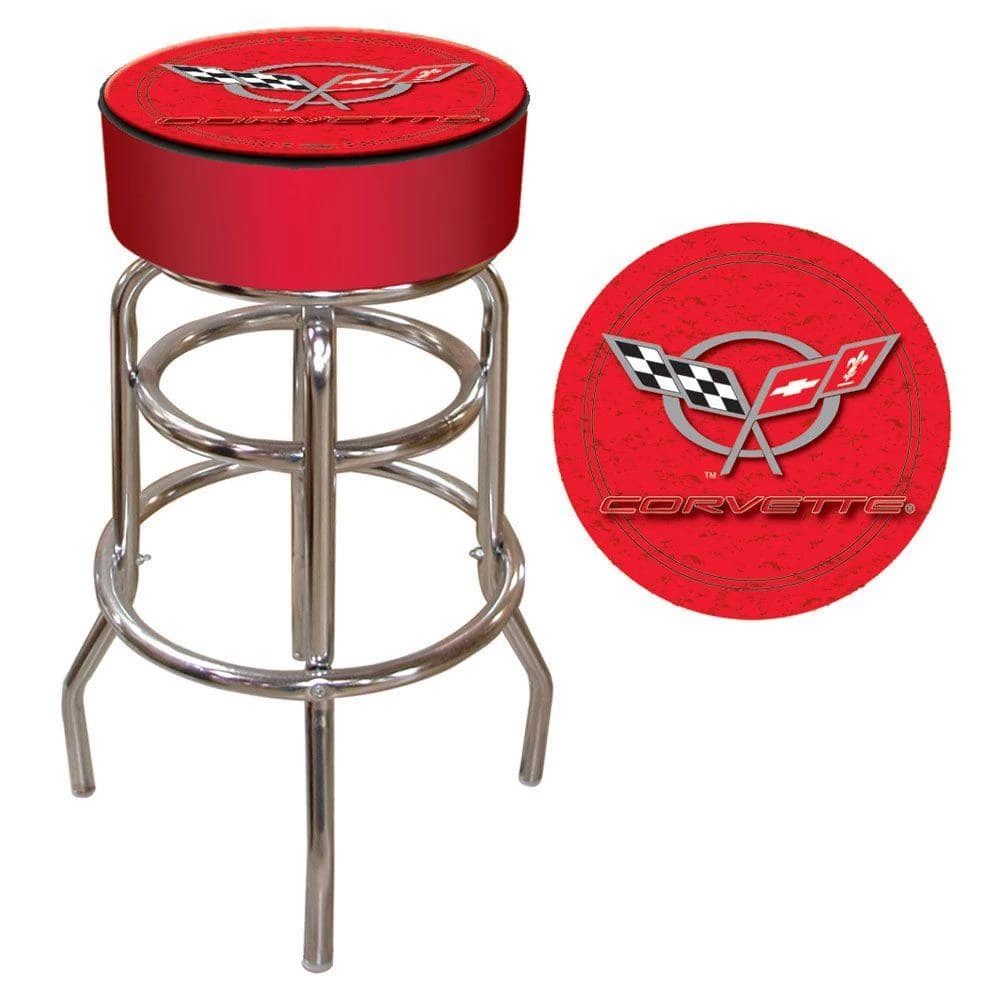 Corvette C5 31 in. Chrome Swivel Cushioned Bar Stool by Trademark 3 Corvette C5 31 in. Chrome Swivel Cushioned Bar Stool by Trademark