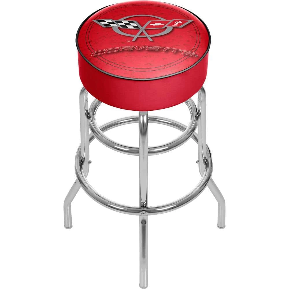 Corvette C5 31 in. Chrome Swivel Cushioned Bar Stool by Trademark 4 Corvette C5 31 in. Chrome Swivel Cushioned Bar Stool by Trademark - Image 2