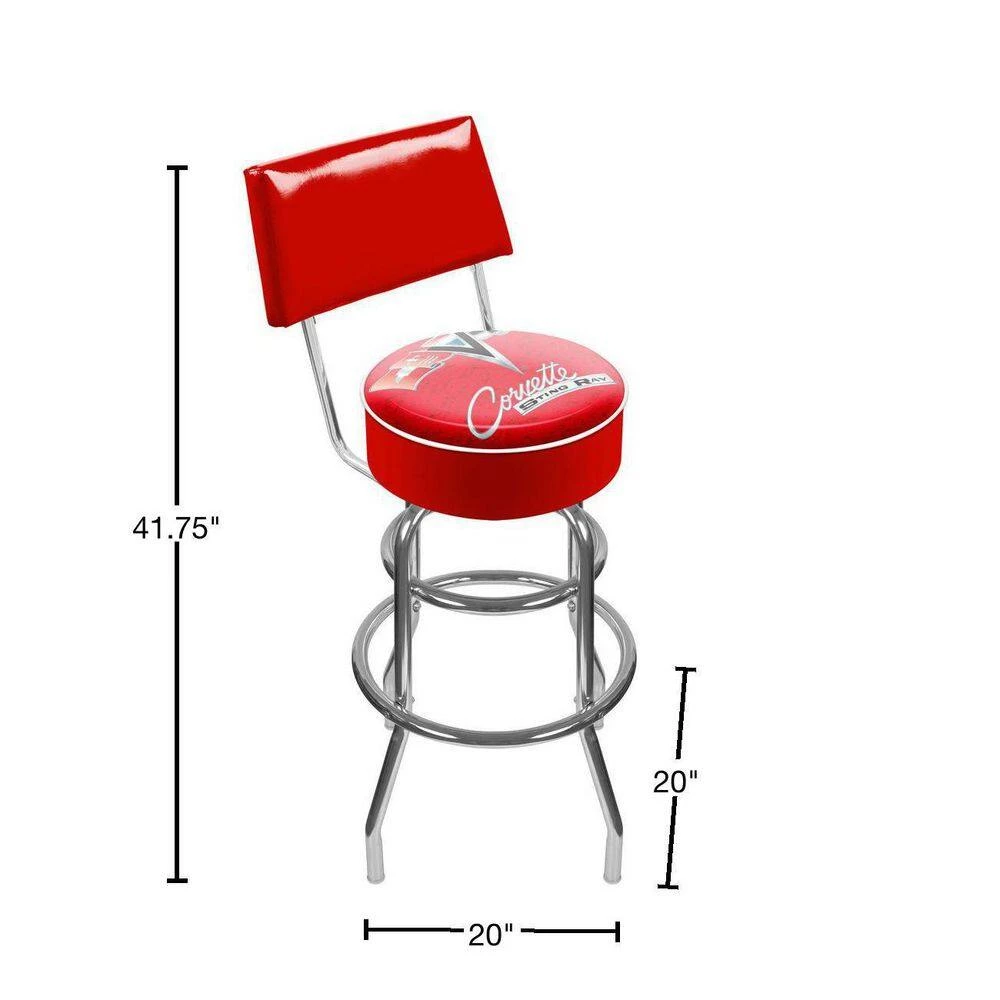 Corvette C2 30 in. Chrome Swivel Cushioned Bar Stool by Trademark 4 Corvette C2 30 in. Chrome Swivel Cushioned Bar Stool by Trademark - Image 2