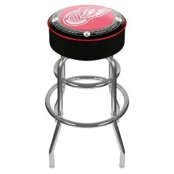 NHL Throwback Detroit Redwings 31 in. Chrome Padded Swivel Bar Stool by Trademark