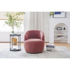 Red Teddy fabric swivel accent armchair by JASMODER -JASMODER Sales Store red jasmoder accent chairs w52747505 44 1000
