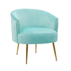 Sky Blue Velvet Circular Club Chair with Slope Arms by JASMODER