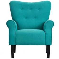 Teal Modern Wing Back Accent Chair Roll Arm Living Room Cushion with Wooden Legs by JASMODER -JASMODER Sales Store teal jasmoder accent chairs pp199771aat fa 1000