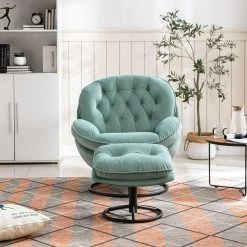 Teal Velvet Swivel and Tufted Barrel Chair with Ottoman Set by JASMODER 15 Teal Velvet Swivel and Tufted Barrel Chair with Ottoman Set by JASMODER -JASMODER Sales Store teal jasmoder accent chairs w67641180 1f 1000