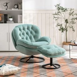 Teal Velvet Swivel and Tufted Barrel Chair with Ottoman Set by JASMODER 19 Teal Velvet Swivel and Tufted Barrel Chair with Ottoman Set by JASMODER -JASMODER Sales Store teal jasmoder accent chairs w67641180 31 1000