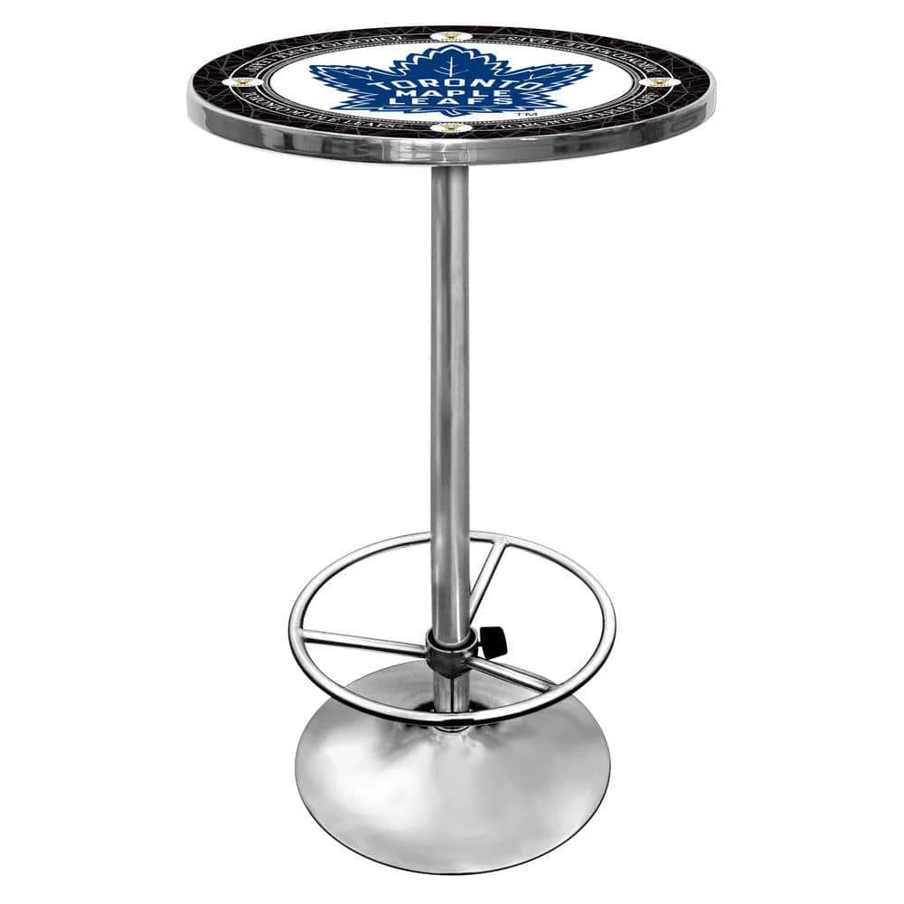 NHL Toronto Maple Leafs Chrome Pub/Bar Table by Trademark 3 NHL Toronto Maple Leafs Chrome Pub/Bar Table by Trademark