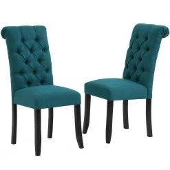 Turquoise Fabric Parsons Chair Set of 2 by JASMODER -JASMODER Sales Store turquoise jasmoder dining chairs w48620057 1f 1000