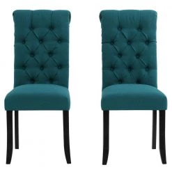 Turquoise Fabric Parsons Chair Set of 2 by JASMODER -JASMODER Sales Store turquoise jasmoder dining chairs w48620057 4f 1000
