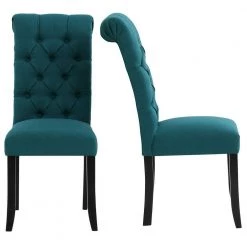 Turquoise Fabric Parsons Chair Set of 2 by JASMODER -JASMODER Sales Store turquoise jasmoder dining chairs w48620057 76 1000