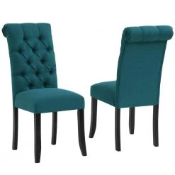 Turquoise Fabric Parsons Chair Set of 2 by JASMODER -JASMODER Sales Store turquoise jasmoder dining chairs w48620057 fa 1000